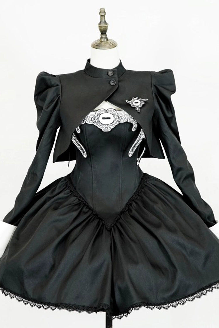 Black [Demon’s Eye] Sleeveless Ruffled Bow Gothic Lolita Dress Short Version - Product - 4