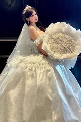 [White Moonlight Lover] Romantic Commemorative Ceremony Sleeveless Ruffled Bow Lace Lace-Up Sweet Elegant Lolita Strapless Dress 3 Colors - Product - 12