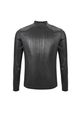 Black Zipper Neckline Long Sleeves Slim Mens Steampunk Top - Product - 5
