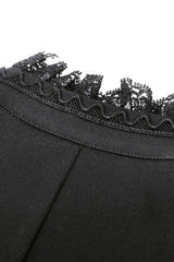 Black/Red Contrast Color Women's Gothic Ruffled Stand Collar Jabot Sleeveless Halloween Tail Dress - Product - 17