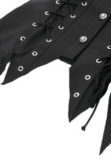 Black Turn-down Collar Short Sleeves Lace-Up Eyelets Women's Punk Blouse - Product - 19