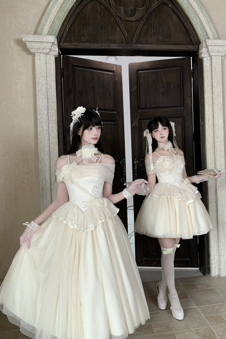 Beige [Sanglin’s Tribute] Off Shoulder Ruffled Sweet Lolita Dress - Product - 9