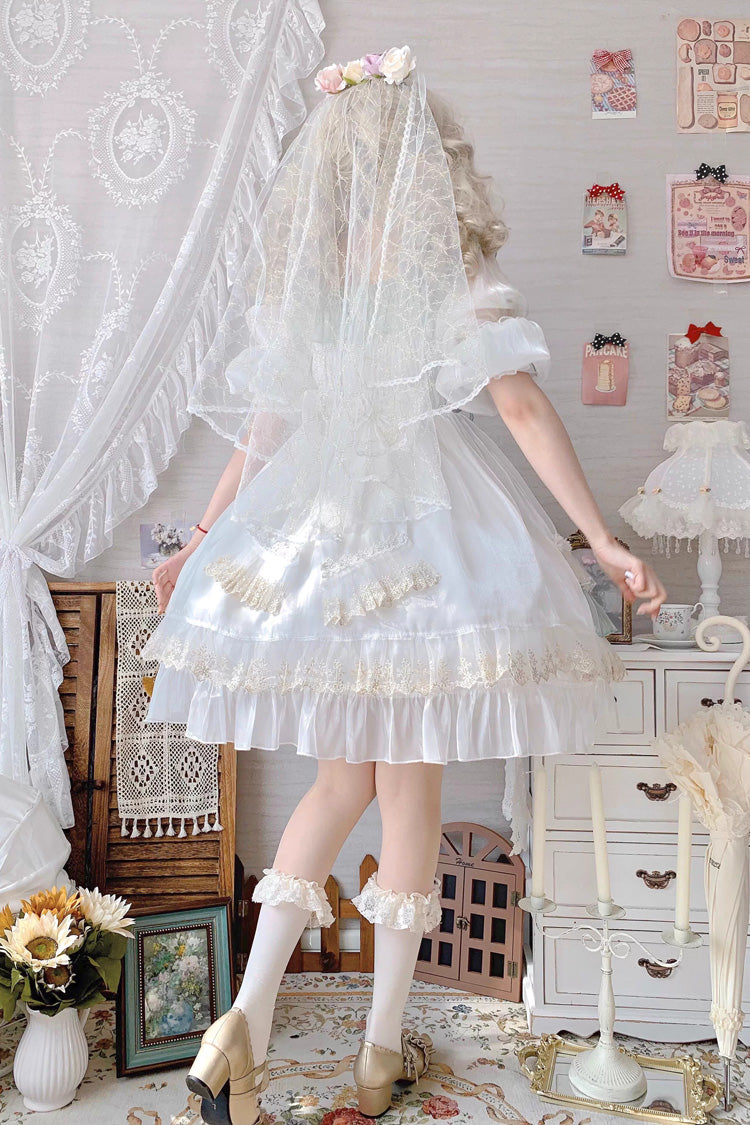 Green [Spring of Boliya] Long Sleeves Multi-Layered Ruffle Bowknot Lace Lace-Up Sweet Princess Lolita Dress - Product - 20