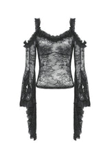 Black Off Shoulder Long Flare Sleeves Lace Women's Gothic Romantic Top - Product - 3