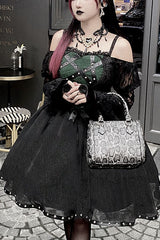 Black Green Elegant Bowknot Long Sleeves Gothic Lolita Jsk Dress - Black - 1