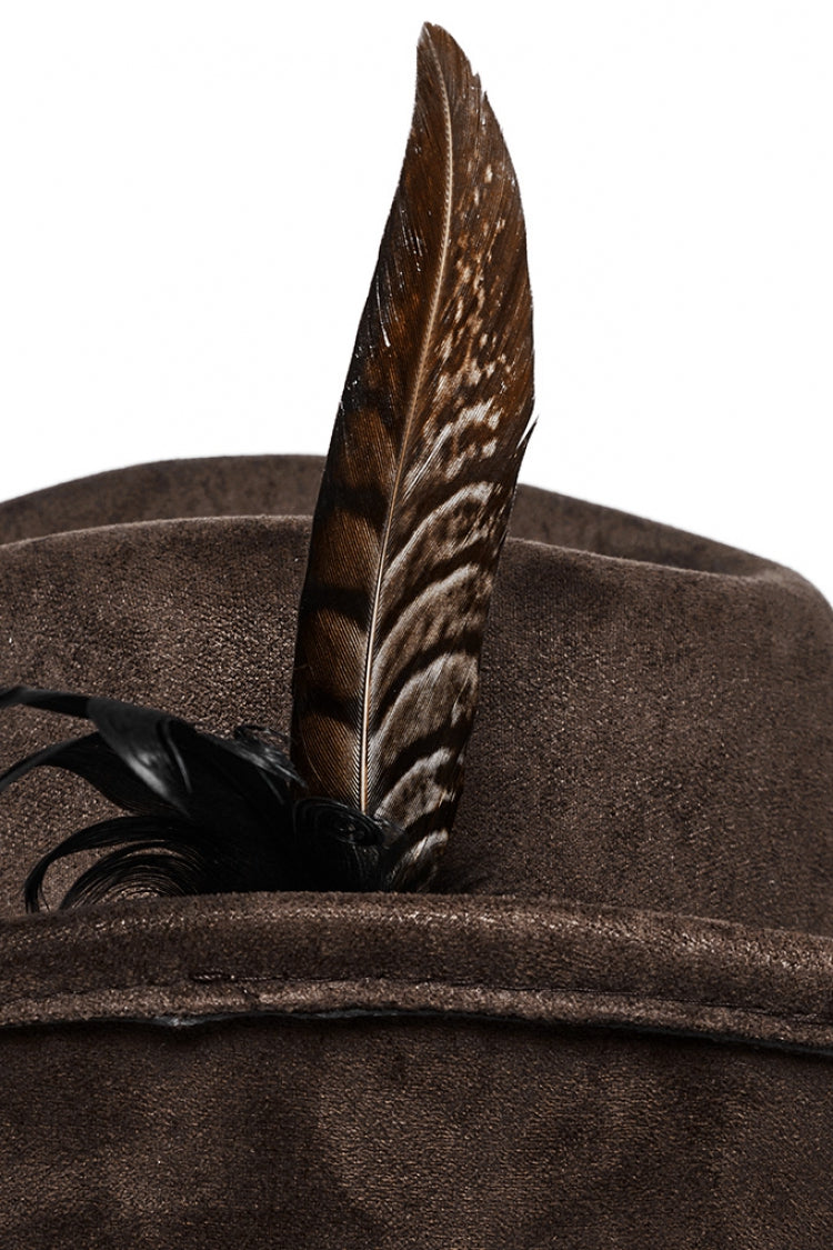Brown Tassels Feather Skull Men's Punk Hat - Product - 8