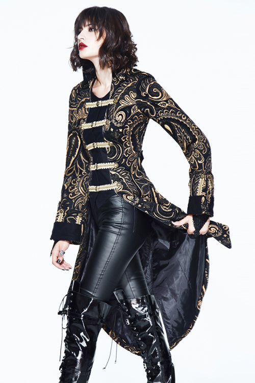 Brown With Gold Fake Two Pieces Pirate Costume Gothic Womens Coat - Product - 2