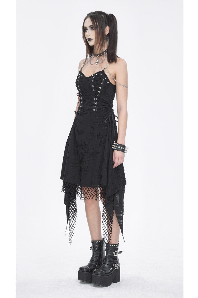 Black Lace Ripped Women's Gothic Jsk Dress - Product - 4