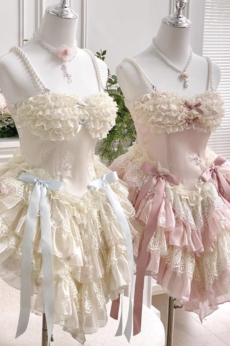 Dream of Love Multi-Layered Ruffle Bowknot Lace Sweet Lolita Dress 2 Colors - Product - 15