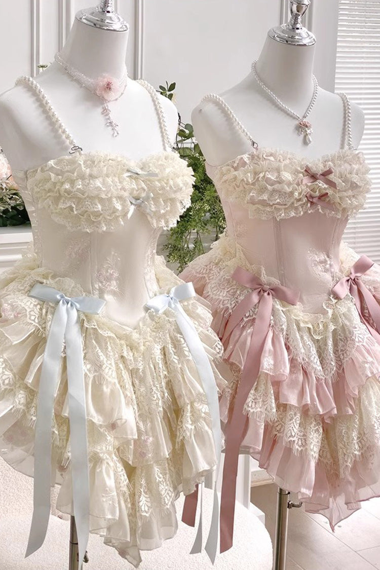 Dream of Love Multi-Layered Ruffle Bowknot Lace Sweet Lolita Dress 2 Colors - Product - 15