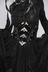 Black Lace-Up Slim Irregular Zippered Women's Punk Corset - Product - 8