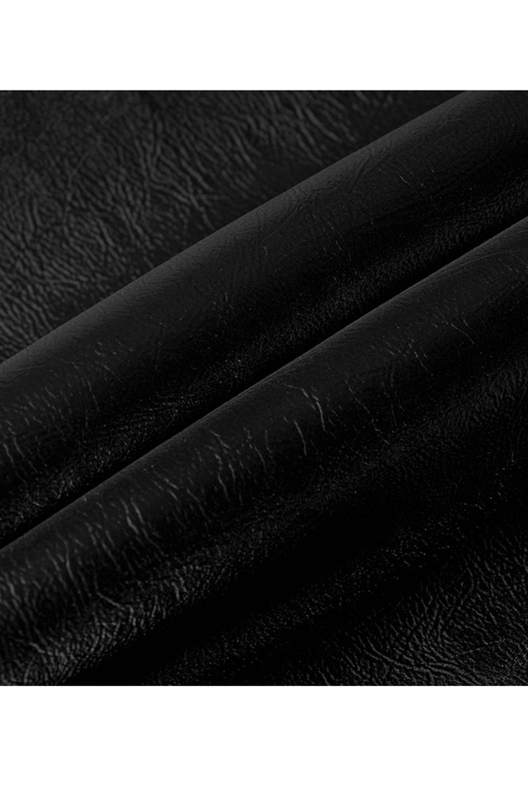 Black Rivet Lace A Version Slit Leather Women's Punk Skirt - Product - 8