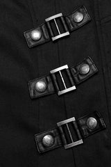 Black Stand Collar Slim Detachable Shoulder Pad Men's Gothic Coat - Product - 10