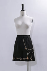 Black/White [Mountain Spirit] Long Sleeves Embroidered Hooded Classic Chinese Inspired Ouji Lolita Shorts Set - Shorts(Only) - 18