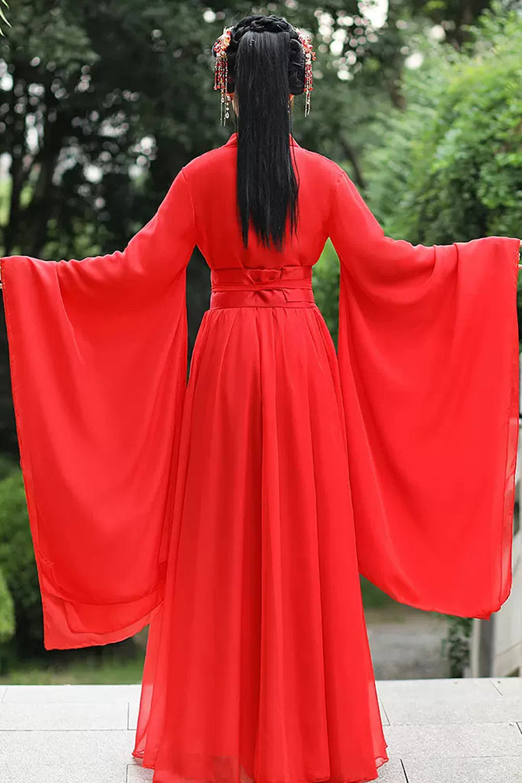 Red Hot Stamping Embroidery Women's Classic Chinese Style Hanfu Dress - Product - 4