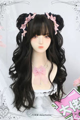 Black Double Ponytail Long Curly Sweet Lolita Wigs - Product - 3