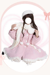 [Winter Sonata] Long Sleeves Ruffle Bowknot Sweet Elegant Princess Lolita Coat 2 Colors - Product - 4