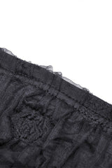 Black Off Shoulder Halterneck Lace Crinkle Women's Gothic Tank Top - Product - 14