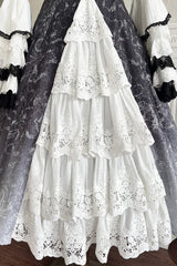 Black/White Print Bone Magic Ruffle Cardigan Lace Classic Gothic Princess Lolita Jsk Dress - Product - 16