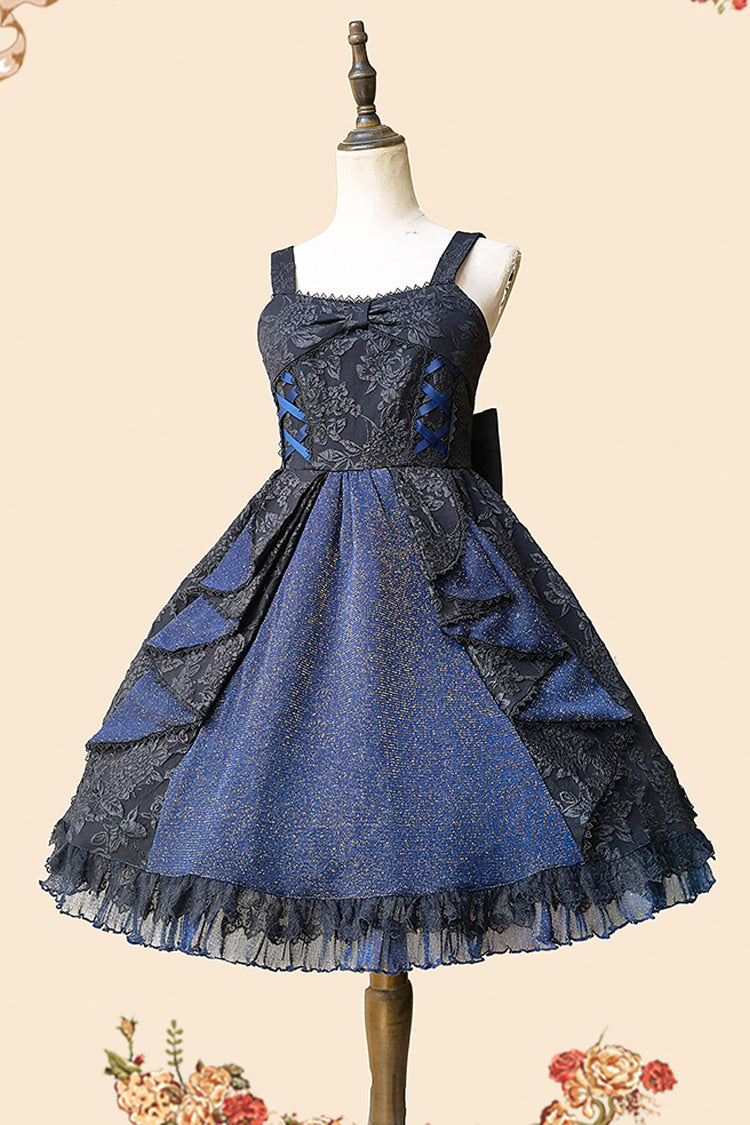 Black/Blue Ruffle Cardigan Bowknot Lace Classic Lolita Dress - Product - 8