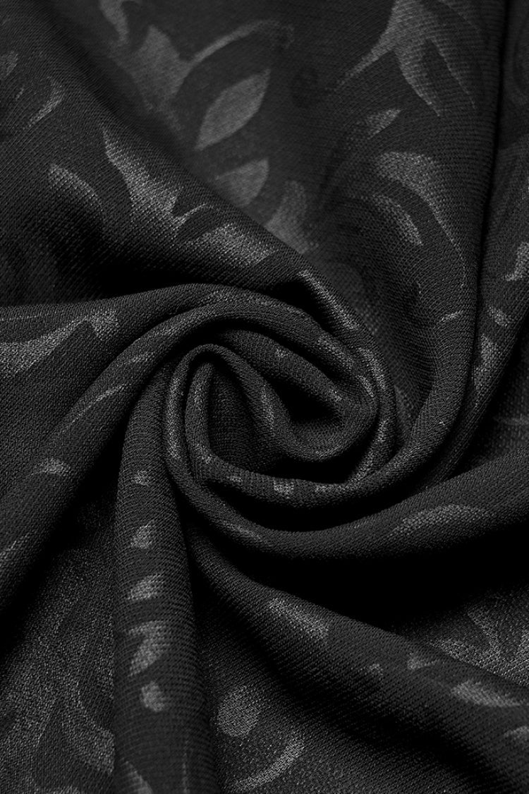 Black Dark Pattern Print Hooded Women's Gothic Coat - Product - 8