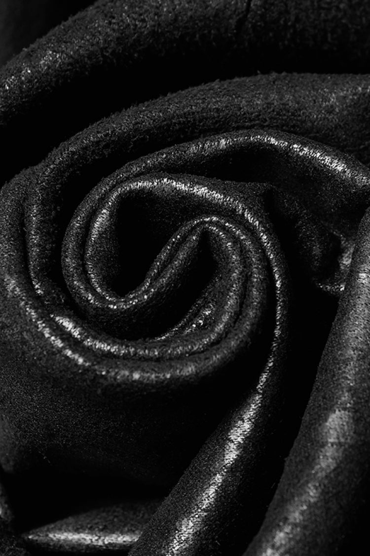 Black Angel's Wings Faux Leather Stand Collar Sleeveless Men's Gothic Vintage Maxi Vest - Product - 8
