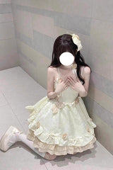 Apricot Print Ruffle Bowknot Sweet Princess Lolita Jsk Dress - Product - 8
