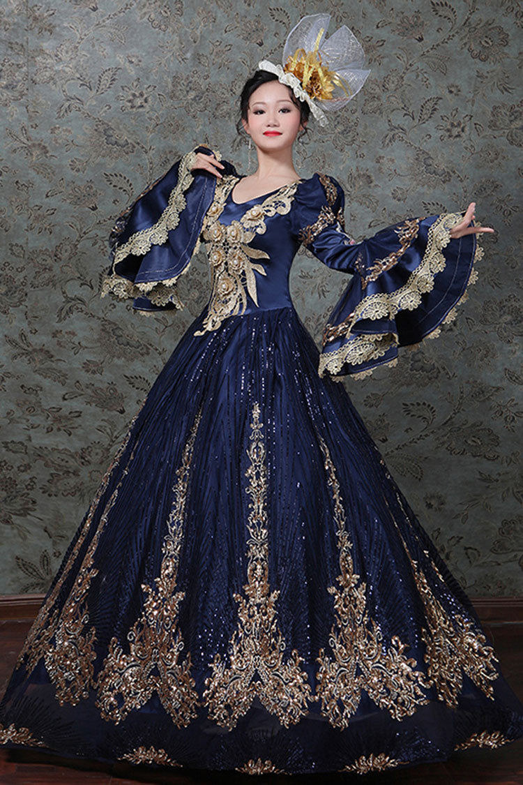 Hime Sleeves High Waisted Three Dimensional Hollow Embroidery Floral Print Ruffled Multi-Layer Victorian Lolita Prom Dress - Product - 3