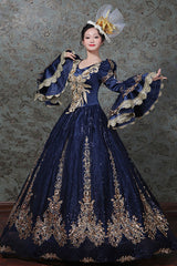 Hime Sleeves High Waisted Three Dimensional Hollow Embroidery Floral Print Ruffled Multi-Layer Victorian Lolita Prom Dress - Product - 3