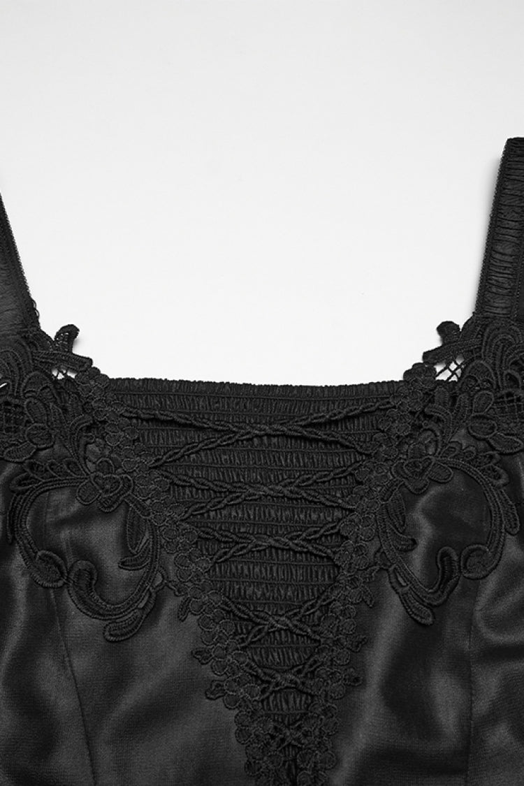 Black Off Shoulder Long Sleeves Embroidered Lace-Up Women's Gothic Elegant Dress Wedding Dress - Product - 10