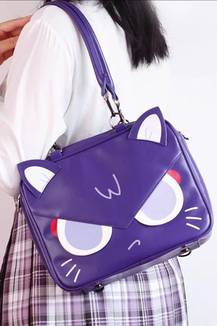 Purple Cartoon Cat Sweet Lolita Convertible Backpack/Crossbody Ita Bag - Product - 2