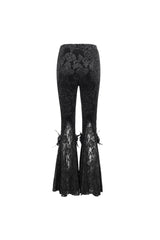 Black Printed Lace Embroidered Women's Gothic Flared Pants - Product - 9