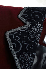 Red Embroidery Swallowtail Hem Mens Gothic Victorian Coat - Product - 9