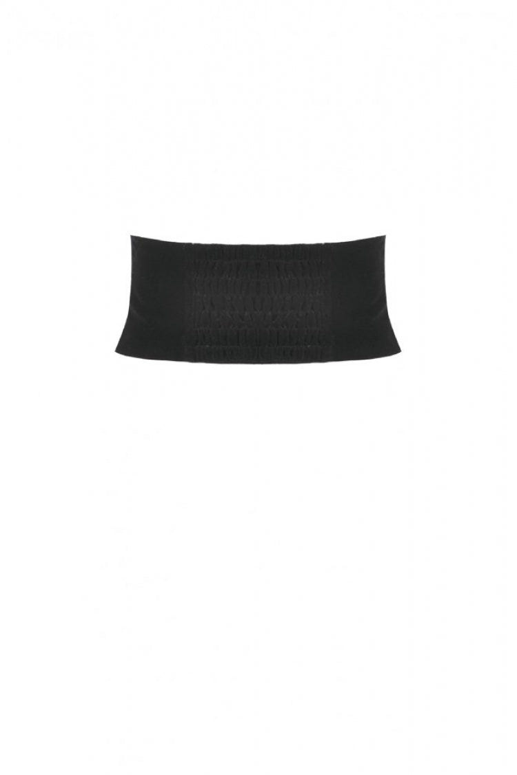 Black Embroidered Women's Gothic Royal Velvet Waist Cincher with Double Beaded Tassels - Product - 14