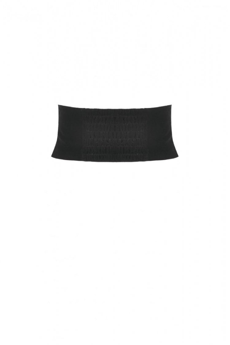 Black Embroidered Women's Gothic Royal Velvet Waist Cincher with Double Beaded Tassels - Product - 14