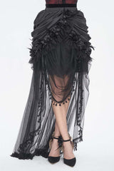 Black Multi-layer Stitching Lace Womens Gothic Skirt - Product - 3