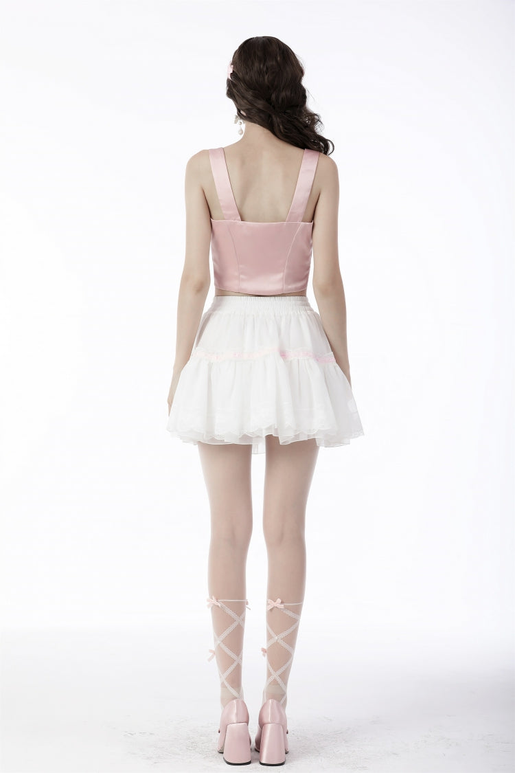 Pink Ruffled Love Heart Lace-Up Women's Lolita Princess Bustier - Product - 4