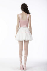 Pink Ruffled Love Heart Lace-Up Women's Lolita Princess Bustier - Product - 4