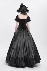 Black/Red Off Shoulder Embroidery Stitching Lace Women's Gothic Dress - Product - 16