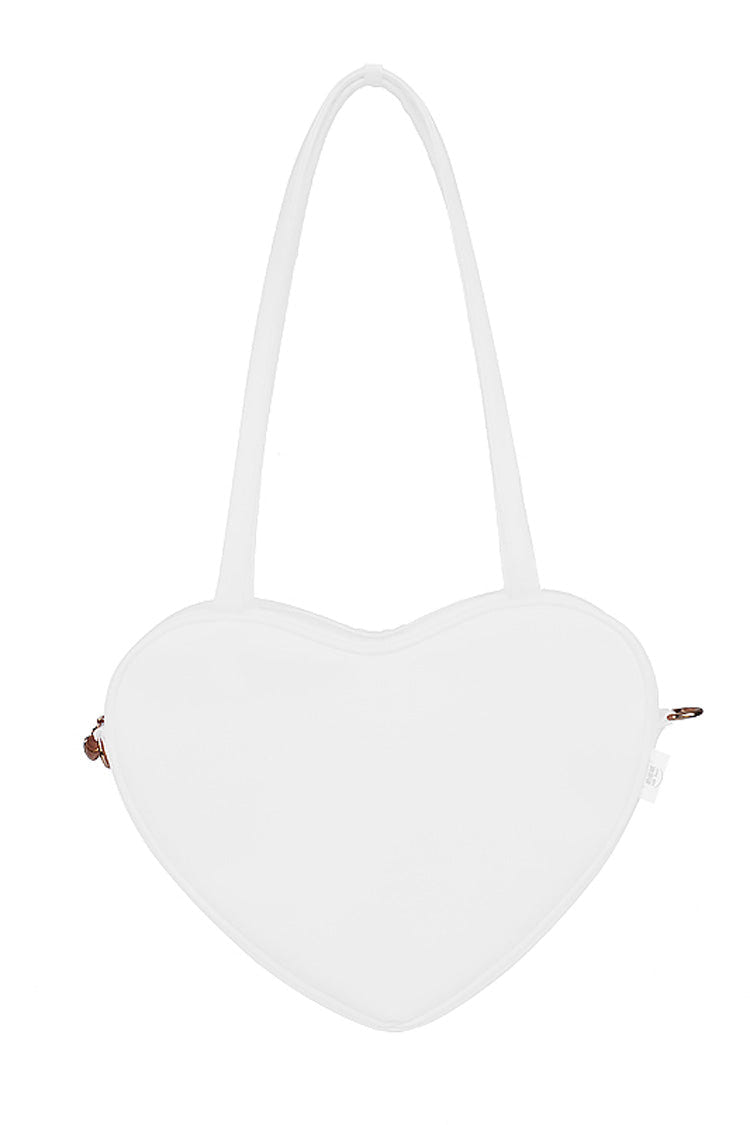 Solid Color Sweet Love Heart Lolita Shoulder Bag 6 Colors - White - 2