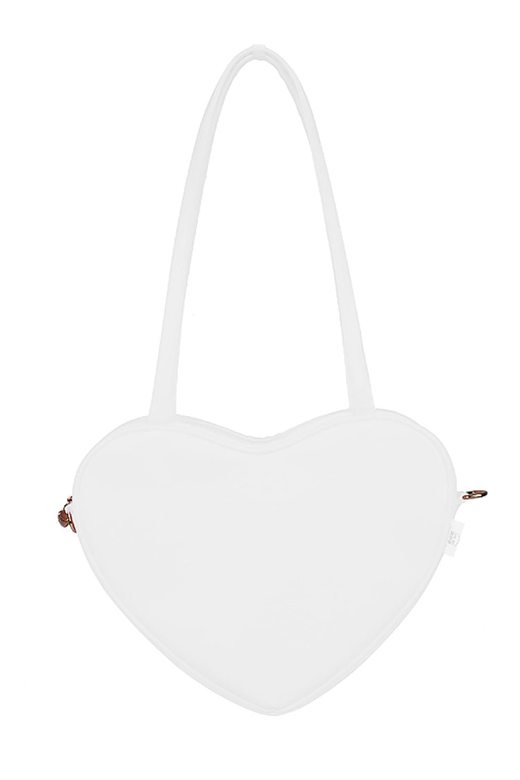 Solid Color Sweet Love Heart Lolita Shoulder Bag 6 Colors - White - 2