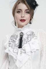 Black Ruffle Embroidered Chiffon Three Dimensional Lace with Beads In The Middle Women's Gothic Bow Tie - Product - 2