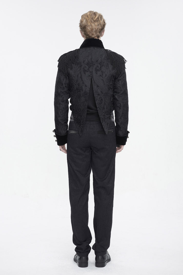 Black Tassels Swallow Tailed Men's Gothic Jacket - Product - 6