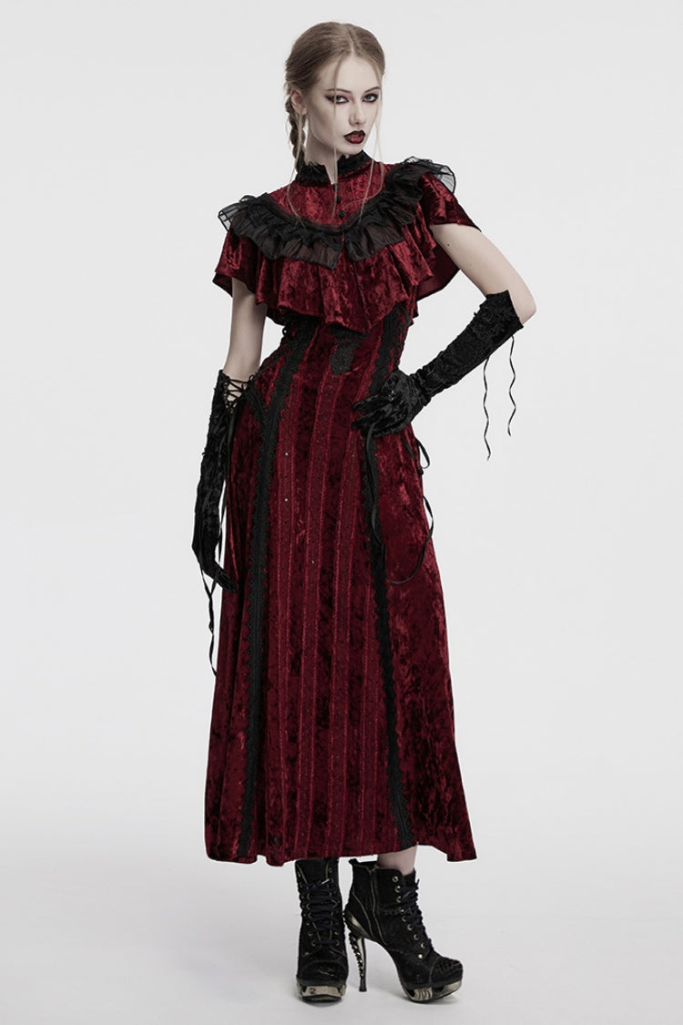 Black Floral Embroidery Lace-Up Women's Gothic Gloves - Product - 3