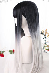 Black Natural Gradient Long Straight Classic Lolita Wig - Product - 4