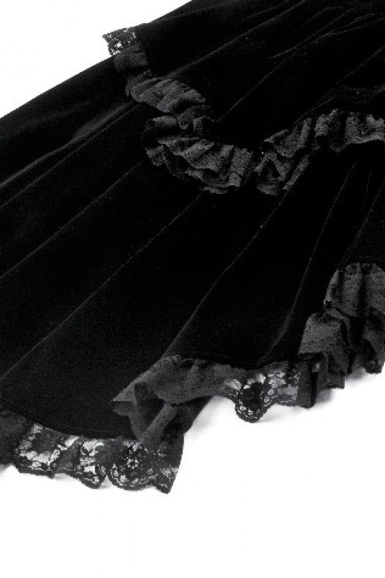 Black Long Puff Sleeves Multi-Layered Ruffled Lace Hem High Low Women's Gothic Coatlet - Product - 17