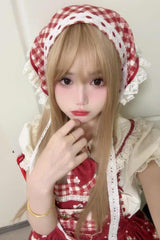 Milk Tea Gold Sweet Soft Air Bangs Lolita Long Straight Wig - Product - 3