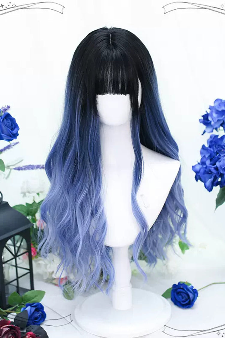 Black/Blue Gradient Sweet Lolita Long Curly Wigs - Product - 4