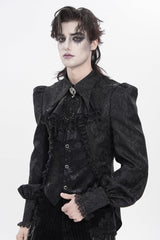 Black Printed Diamante Beaded Embroidered Patchwork Lace Men's Gothic Luxurious Royal Neckwear - Product - 3