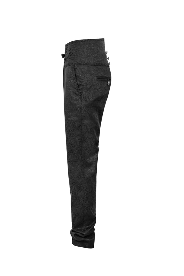 Black Daily Peacock Button Men's Gothic Pants - Product - 5